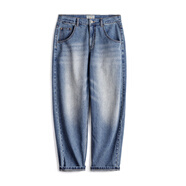 馬登 MADEN美式休閑水洗牛仔褲復古貓須磨白丹寧直筒褲子男秋季 [藍色] 28