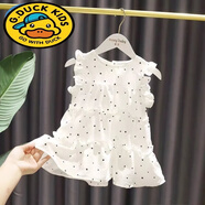 G.duck女寶寶夏季連衣裙2024洋氣蛋糕裙女?huà)雰和逍虏c(diǎn)裙休閑公主群潮 白色連衣裙【黑點(diǎn)】 90