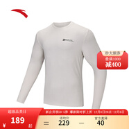 安踏（ANTA）長(cháng)袖T恤男新款圓領(lǐng)套頭打底衫健身跑步運動(dòng)上衣t恤152447407 白咖啡-1 XL
