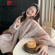 皮爾卡丹頂流千金環(huán)保小湖羊仿皮草皮毛一體毛絨絨外套上衣女寬松懶慵大衣 慕斯粉 M 120-140斤