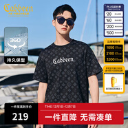 卡賓（CABBEEN）【純棉】卡賓新疆長(cháng)絨棉短袖T恤男夏季老花潮牌圓領(lǐng)上衣潮流時(shí)尚 煤黑色01 4XL /195/58