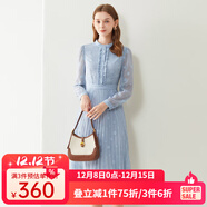 經(jīng)典故事（JANE STORY）秋季氣質(zhì)襯衫式長(cháng)袖連衣裙2024新款女設計感木耳邊顯瘦百褶雪紡裙 淺藍色 L