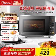 美的（Midea）家用變頻微波爐平板式易清潔 800W微波速熱 一鍵智能菜單 鉆石背板 微晶面板加熱20L（PM20M2）
