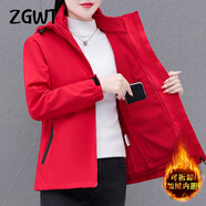 ZGWT輕奢高檔品牌三合一沖鋒衣外套女秋冬季加絨加厚可拆卸搖粒絨衣服 6652紅色（加絨三合一） 2XL 【建議105-120斤】