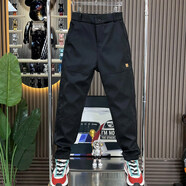 森馬2025秋冬新款美式工裝男士哈倫休閑褲時(shí)尚百搭修身潮流舒適束腳褲 黑色 35 _180-190斤