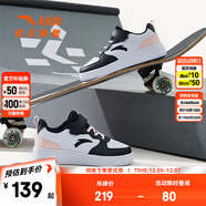 安踏兒童板鞋男女童小白鞋新品皮面百搭學(xué)生休閑鞋耐磨中大童魔術(shù)貼 【女款】安踏白/黑/嬰兒粉8088-2 36