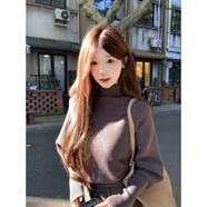 俏博萊慵懶風(fēng)半高領(lǐng)蝙蝠袖套頭毛衣女2025新款秋冬季寬松顯瘦針織衫上衣 灰色 均碼