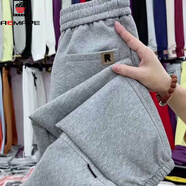 AEMAPE糖果色休閑褲女2025春秋冬季小個(gè)子百搭哈倫褲束腳高腰褲刺繡褲子 灰色(春秋款不加絨) L 建議105-115