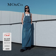 MO&Co.后開(kāi)叉長(cháng)款水洗藍棉質(zhì)牛仔連衣裙背帶裙日系氣質(zhì)裙子女摩安珂 牛仔藍色-第2批 S 160