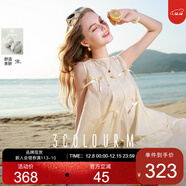 三彩2025夏季新款蝴蝶結套裝兩件套純棉無(wú)袖上衣半身裙甜美M