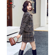 AEMAPE小香風(fēng)連衣裙女兩件裝2025秋季新款休閑氣質(zhì)顯瘦洋氣加厚套裝裙子 圖片色 M 推薦 85-100斤