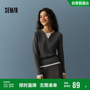森馬（Semir）森馬毛衣女短款假兩件含羊毛針織衫24冬新款保暖內搭109724107015