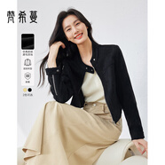 梵希蔓黃色美式復古短外套女2025年春季新款小個(gè)子拼接設計感上衣 M5675 黑色 XL