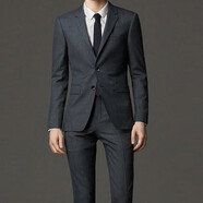 花花公子（PLAYBOY ESTABLISHED 1953）高檔西服套裝男士修身商務(wù)職業(yè)正裝上班西裝套裝新郎結婚 中灰色 44 -28 體重95-115斤）