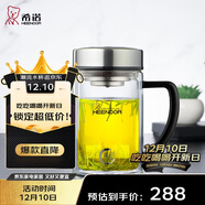 希諾（heenoor）抗菌玻璃杯雙層高檔辦公水杯男2025新款帶手柄泡茶杯子X(jué)N-9321KT