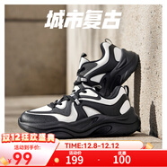 361°男鞋休閑鞋牛角包秋冬季情侶加絨革面復古老爹鞋文化跑步鞋子女鞋 【女】曜石黑/羽毛白【革面】 38