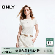 ONLY2025秋季新款時(shí)髦設計感蝴蝶結正肩短款短袖T恤女|125101039 A43 奶油白色 S (160) 80A