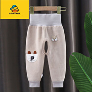 G.DUCKKIDS男女童03歲褲子寶寶春秋冬加絨保暖褲嬰幼兒高腰護肚百搭開(kāi)檔褲 無(wú)骨細旦絨開(kāi)襠褲[淺咖色] 80