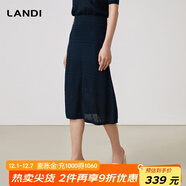 藍地（LANDI）肌理感鏤空高腰針織半裙女夏季新款中長(cháng)半身裙 花色 L