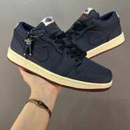 CLENIKEEDNIKE AIR 莆田純原AJ1白灰藍低幫男女復古百搭同款籃球鞋運動(dòng)潮流 高爾夫【實(shí)心水晶底*摩擦響】 37