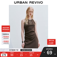 UR2025夏季新款女裝潮酷休閑褶皺修身無(wú)袖連衣裙UYV750019 深紅棕 S