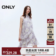 ONLY2025夏季新款淑女掛脖圓領(lǐng)荷葉邊短裙碎花連衣裙女|125207045 H3H瑞秋印花藍 M
