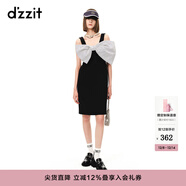 DZZIT地素春夏法式立體大蝴蝶結裝飾條紋裹胸連衣裙3H2O1022T 深藍色 S