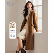 ONE BUYE【新品】冬款時(shí)髦老錢(qián)風(fēng)雙面呢外套時(shí)尚翻領(lǐng)長(cháng)款羊毛大衣女 駝色 XL