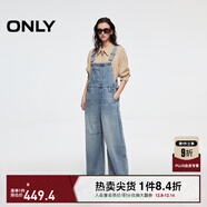 ONLY2025秋季新款復古寬松高腰直筒長(cháng)褲牛仔背帶褲牛仔褲女|12517M001 J33 350水洗牛仔藍 M M褲長(cháng)減短