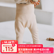 OAK FAMILY毛衣開(kāi)衫男女寶寶保暖針織衫外套百搭護肚褲分體套裝 淺杏色護肚褲 90 cm