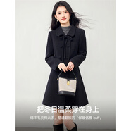 欣妃羽26新款夾棉雙排扣外套女顯瘦A字版型蝴蝶結設計氣質(zhì)小西裝大衣
