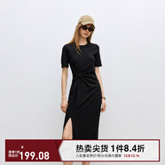 ONLY夏季時(shí)尚休閑長(cháng)款開(kāi)叉收腰顯瘦連衣裙女|124261004 H1Z 黑色 S