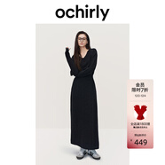 歐時(shí)力OCHIRLY 羊毛軟糯優(yōu)雅毛針織連衣裙V領(lǐng)秋冬季新品通勤簡(jiǎn)約 深灰 M