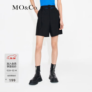 MO&Co.解構高腰側拉鏈寬松直筒休閑短褲西褲褲子女 黑色 L 170