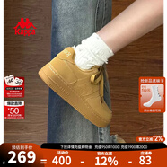 KAPPA卡帕背靠背女鞋冬季厚底小白鞋子女板鞋新款情侶鞋百搭休閑運動(dòng)鞋 雄鹿棕 45