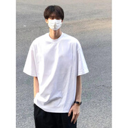 至唯純黑色重磅t恤男款少年感潮牌流美式寬松打底純棉cleanfit短袖男M 白色 S 【80-90斤】