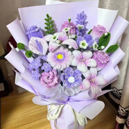 木衛扭扭棒花束生日情人節送男友閨蜜女友玫瑰禮物手工編織diy材料包 紫色玫瑰百合花束-材料包+高清教程