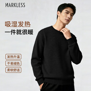MARKLESS針織衫男秋冬發(fā)熱保暖毛衣圓領(lǐng)寬松休閑打底衫1713 黑色 L