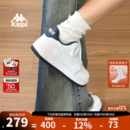 KAPPA卡帕背靠背女鞋冬季厚底小白鞋子女板鞋新款情侶鞋百搭休閑運動(dòng)鞋 經(jīng)典白/海昌藍 35