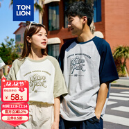 唐獅（TonLion）2025情侶圓領(lǐng)插肩袖短袖T恤 男款/淺麻灰 S