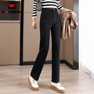 AEMAPE牛仔褲女裝2025春秋冬新款時(shí)尚煙管褲直筒九分高腰彈力褲子百搭 九分煙管褲黑色  2XL _137-155斤