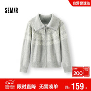 森馬（Semir）針織開(kāi)衫女冬費爾島提花寬松插肩袖翻領(lǐng)2025休閑毛衫109725106002