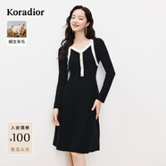 珂萊蒂爾2025細支羊毛通勤淑女修身V領(lǐng)連衣裙女 黑色 XL
