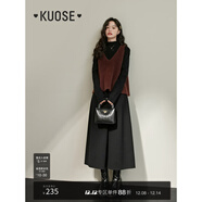 闊色疊穿針織v領(lǐng)背心連衣裙兩件套裝女2023新款秋冬小黑裙馬甲 黑色連衣裙0002 SL12月28日發(fā) S