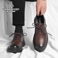 卡丹路意大利休閑皮鞋男款秋季英倫商務(wù)德比鞋男士真皮結婚新郎鞋 棕色(單鞋款) 44
