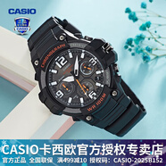 卡西歐（CASIO） 男表女表卡西歐手表男女情侶表學(xué)生時(shí)尚運動(dòng)表太陽(yáng)能雙顯電子表 MCW-100H-1AVDF暗夜黑橘