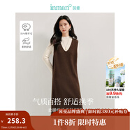 茵曼（INMAN）綿羊毛慵懶松弛V領(lǐng)無(wú)袖背心針織裙2025春秋女裝新品連衣裙長(cháng)裙子 咖色 L