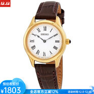 精工（SEIKO）石英白色表盤(pán)棕色皮革女式手表29mm時(shí)標顯示SWR072P1潮牌 pic seiko