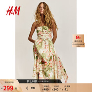 H&M女裝連衣裙無(wú)袖2025年秋季新款背面系帶抹胸連身裙1282610 白色/花卉 XXS 150/76