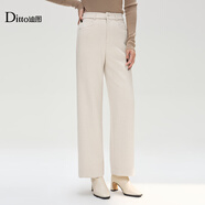 迪圖Ditto/迪圖2025秋冬新款時(shí)尚百搭女士休閑褲簡(jiǎn)約通勤高級感直筒褲 杏色 M